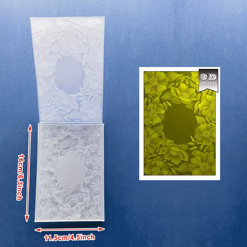 3D-Reliefmappe Blank Art Frame Surrounded by Flowers mit Blumendesign aus transparentem Kunststoff für deine DIY-Projekte - Bild 2