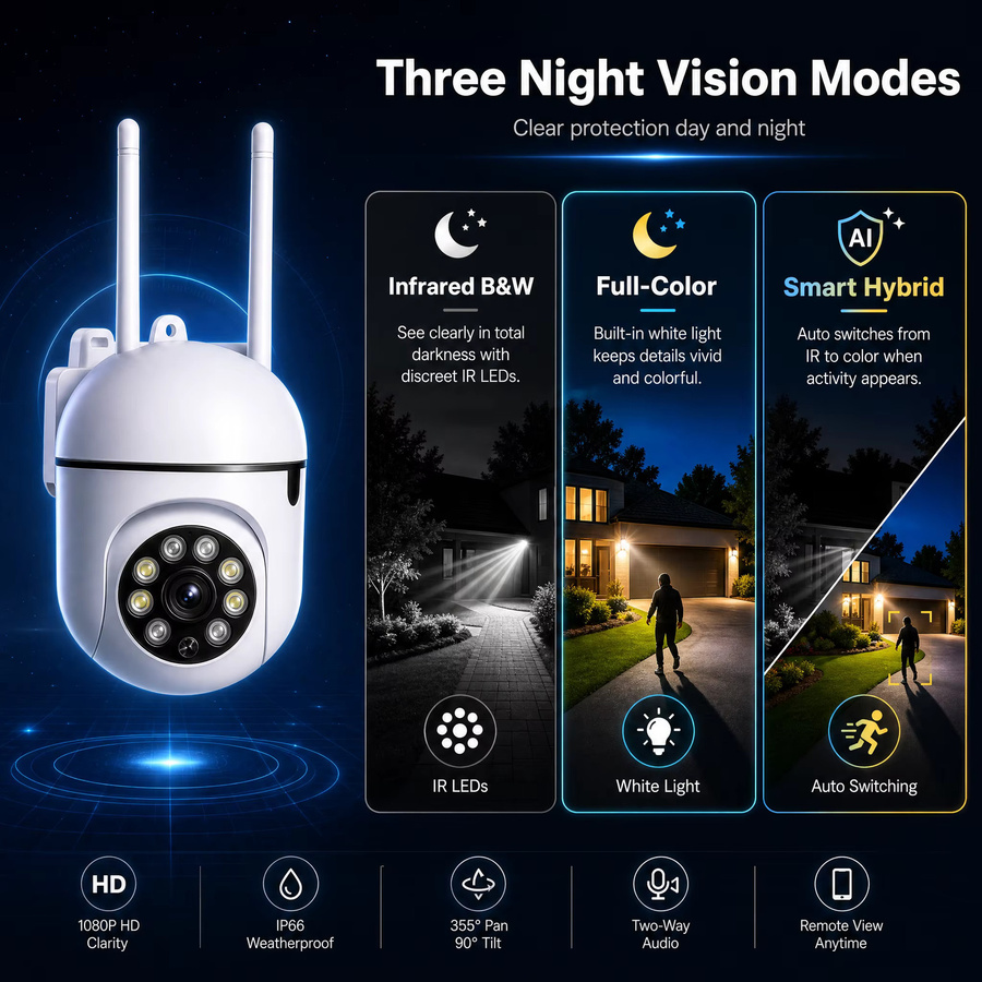 BoyKeep Kabellose PTZ-Sicherheitskamera in Weiß mit 2,4G WLAN, FHD, Automatischer Personenverfolgung, IR-Nachtsicht, Zwei-Wege-Audio und Bewegungserkennung für Innen und Außen - Bild 4