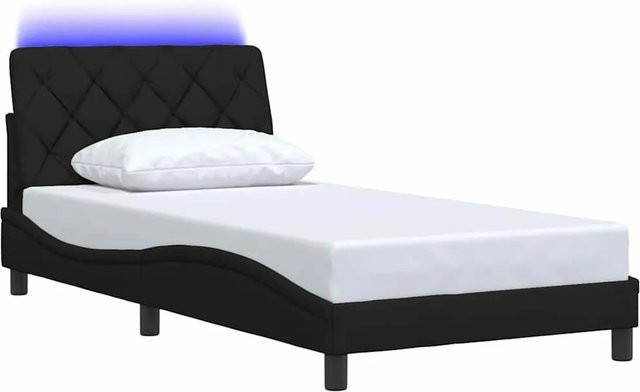 vidaXL Bettgestell mit LED-Beleuchtung und USB-Ladeport in Schwarz, B/T/H: 100 x 200 x 105 cm - Bild 1