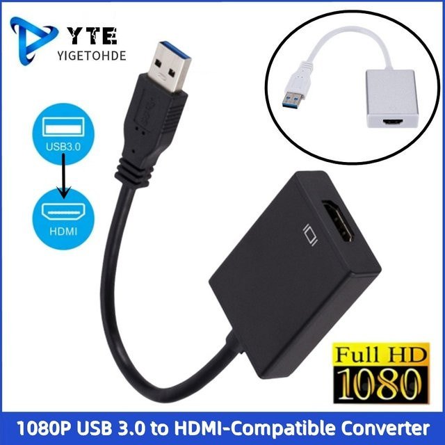 YIGETOHDE USB 3.0 zu HDMI Adapter in Schwarz für HD 1080P Audio und Video Konverter für Desktop PC und Laptop - Bild 1