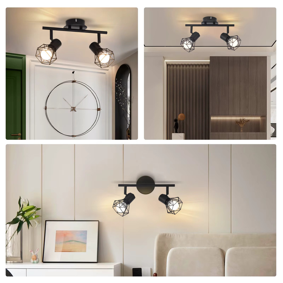Nettlife 2-flammige Deckenlampe im Industrie-Design, Schwarz, E14, verstellbar und schwenkbar aus Metall - Bild 7
