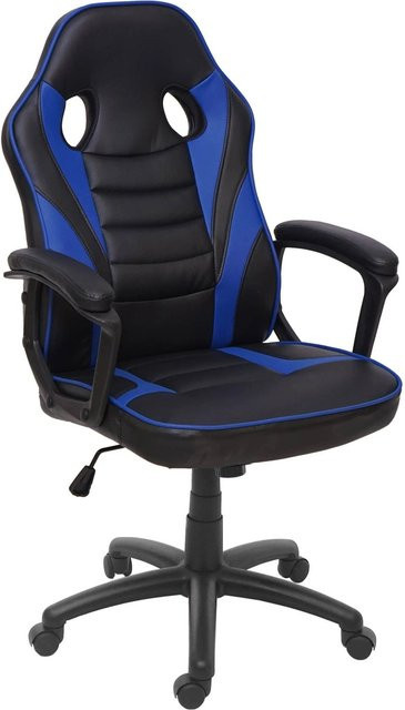 Proregal Gaming-Chair Racing-Chair Bürostuhl in Schwarz-Blau aus Kunstleder und Stoff, H x B x T: 119 x 63 x 64 cm, Sitzhöhe: 44 cm - Bild 1