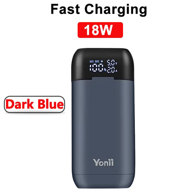 WAPUNO DIY Power Bank Gehäuse Blau, Tragbare Schnellladehülle mit QC3.0 und PD 18W für 18650, 21700 und 20700 Lithiumbatterien - Bild 5