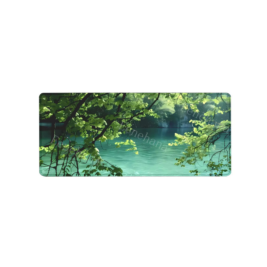 Green Pond Tree Mauspad mit grünem Naturmotiv, große rutschfeste Schreibtischunterlage aus Gummi für Gaming und Büro - Bild 6