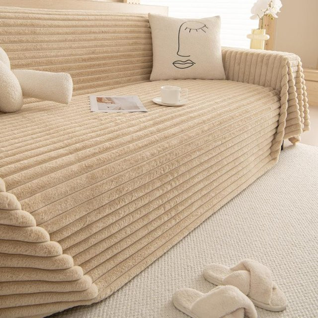 Universeller Sofa-Bezug aus verdicktem Kaninchenfell und Samt für Winter, B/T: 180 x 130 cm - Bild 1