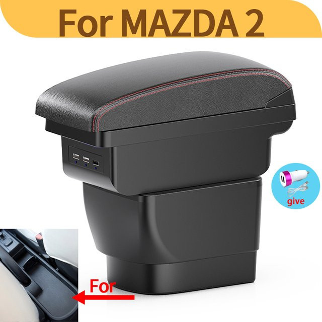 Armlehne mit USB-C Anschluss für Mazda 2 und Mazda 2 Demio in Schwarz - Bild 1