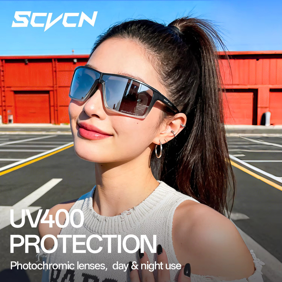 SCVCN Sportsonnenbrille Damen, Vollrand, Kunststoff, Schwarz, photochrom - Bild 3