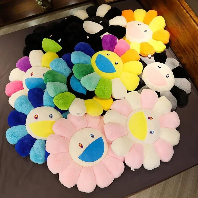 Regenbogen Sonnenblume Plüschkissen in Multicolour, rundes Dekokissen für Sofa und Büro, B/T/H: 60 x 60 x 60 cm - Bild 3