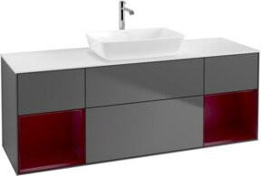 V&B Waschtischunterschrank Finion mit Wandbeleuchtung, Anthrazit lackiert, Breite: 160 cm, Tiefe: 50,1 cm, Höhe: 50,1 cm - Bild 1