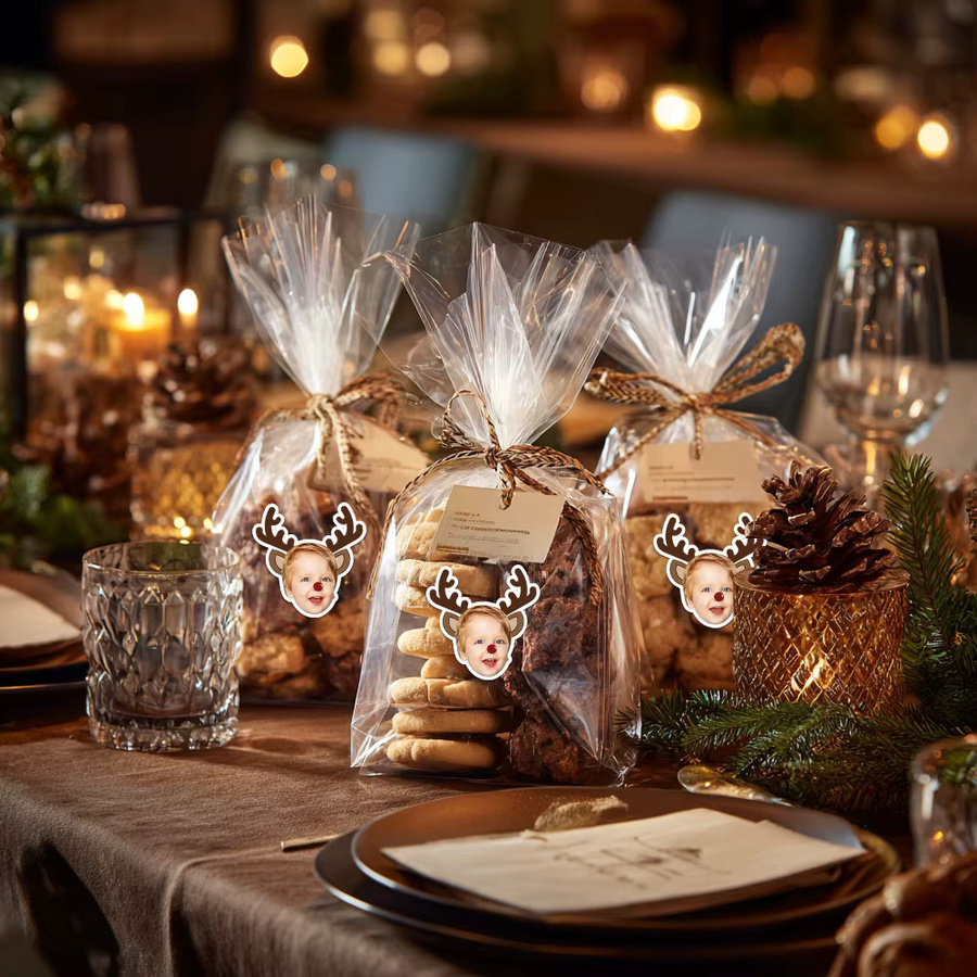 WEIGAO Personalisierte Weihnachten Rentier Geweih Foto Aufkleber für Weihnachts-Partys in Mehrfarbig - Bild 2
