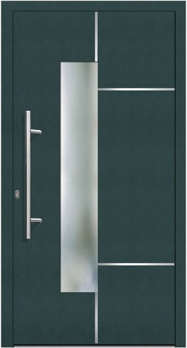 KNOCK Flügelüberdeckende Kunststoff-Haustür Terra in Moosgrün mit Glaseinsatz - Bild 1