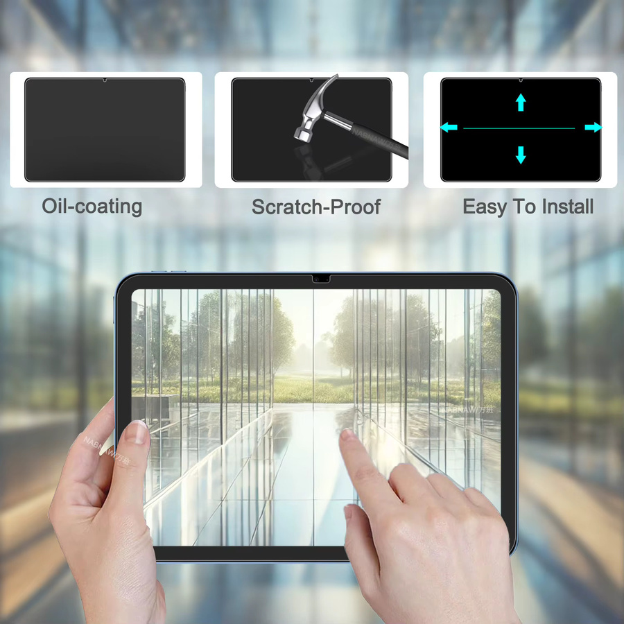 NABNAW Displayschutzfolie aus gehärtetem Glas für iPad 10. Generation 10,9 Zoll, transparent, kratzfest, passend für Modelle A2757, A2777 und A2696 - Bild 3
