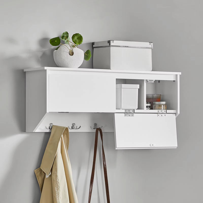 SoBuy Wandgarderobe Modern in Weiß mit 2 Drehtüren und Hängeregal, B/H/T: 80 x 30 x 20 cm - Bild 2