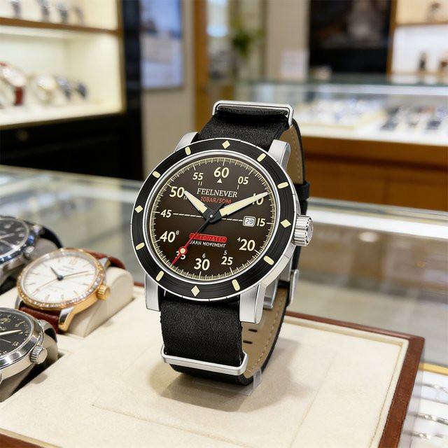 FEELNEVER Herrenuhr, Automatik, Edelstahl, Saphirglas, Schwarz, 50 ATM - Bild 1