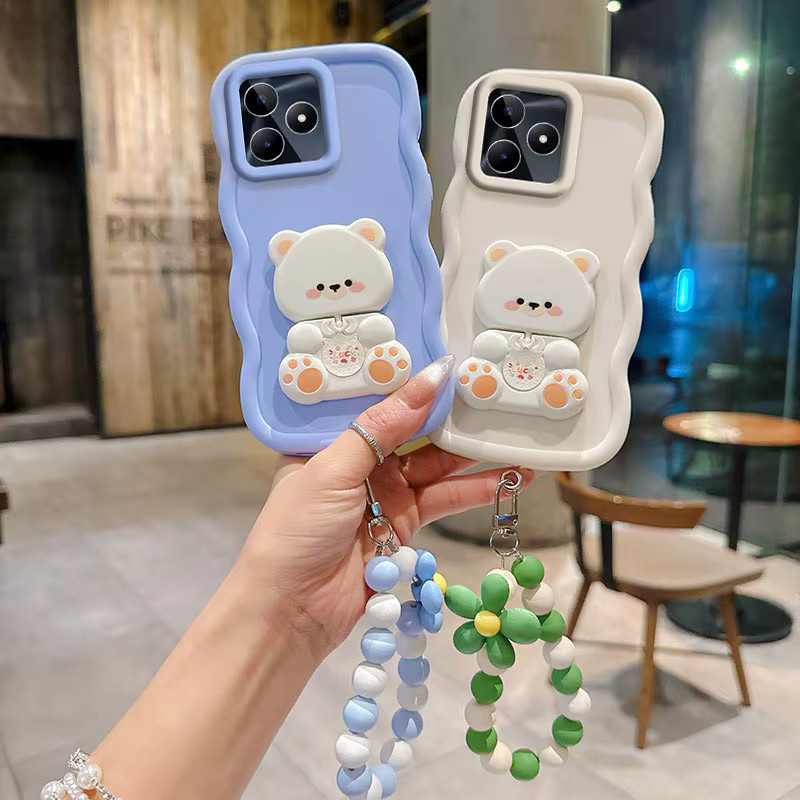Wellenförmige Silikon Handyhülle mit Lanyard für Realme Note 60 C65 C63 C55 C53 C75 C67 Narzo 70X N65 N55 N53 in Weiß - Bild 4