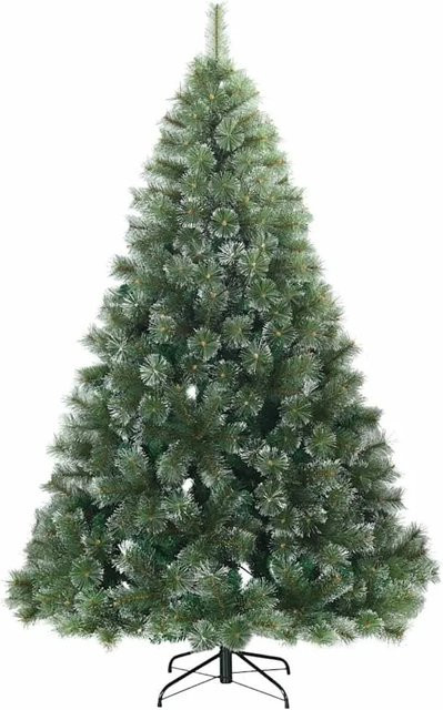 vidaXL Künstlicher Weihnachtsbaum mit Scharnier in Weiß und Grün, Schneebedeckt, Höhe: 240 cm - Bild 1