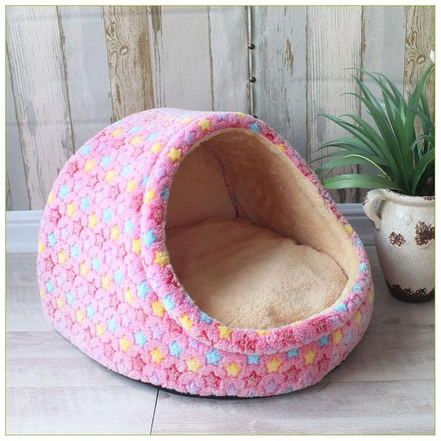 Faltbare Hundehütte von Household supplies MH als gemütliches Schlafbett für kleine und mittelgroße Hunde und Katzen in Multicolour mit geometrischem Muster und abnehmbarem Bezug - Bild 1