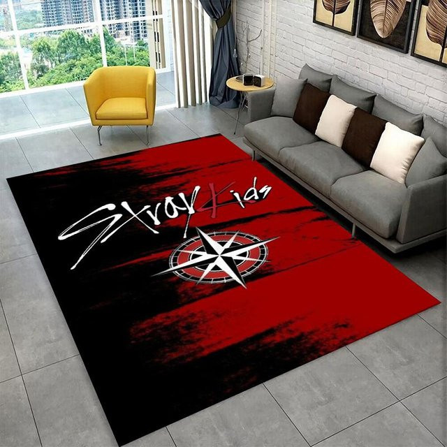 SywFourteen Kpop Stray Kids Teppich, moderner rutschfester Bodenmatte in Rot, B/B: 80 x 120 cm - Bild 1