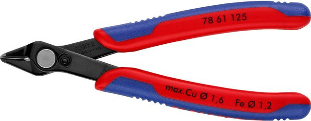 Knipex Electronic Super Knips Seitenschneider aus Stahl in Schwarz-Mehrfarbig mit Mehrkomponenten-Griff, Länge: 125 mm - Bild 1