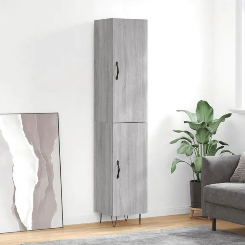 Vidaxl Hoher Schrank Modern in Sonoma-Eiche Grau, B/T/H: 34,5 x 34 x 180 cm - Bild 1