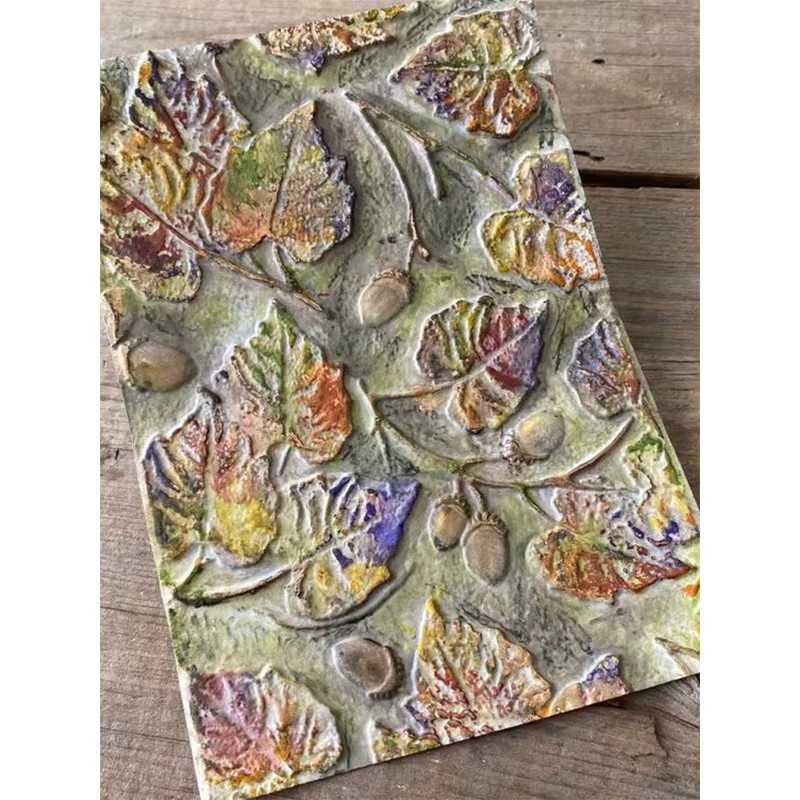 Geprägter 3D-Ordner aus Kunststoff mit Blatt- und Eichelblüten-Design für DIY-Papiersteckbücher und Kartenherstellung - Bild 4