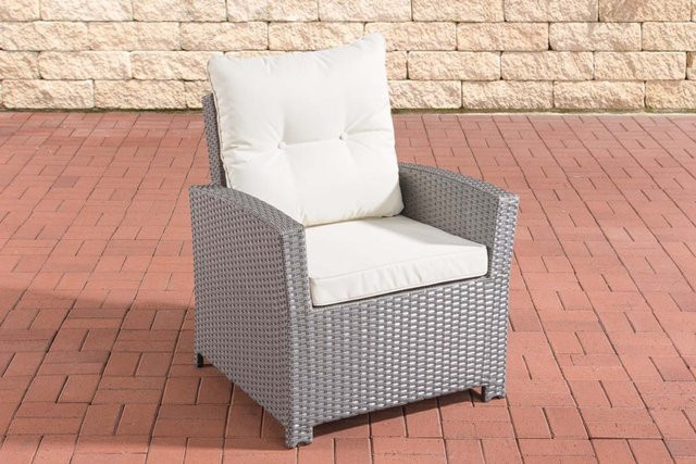 TPFGarden Sessel Fino Gartenstuhl aus Rattan und Metall in Cremeweiß und Grau - Bild 1