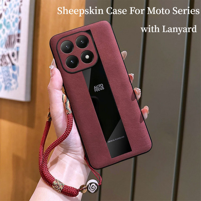 Luxuriöse Slim Handyhülle aus Schafsleder für Motorola Moto Edge 70 Fusion Plus 60 Pro 50 Neo G67 G57 Power G86 G56 in Grün - Bild 1