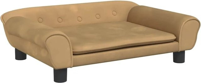 vidaXL Kindersofa in Braun aus Samt mit Kiefernholzgestell, B/T/H: 70 x 45 x 26 cm - Bild 1