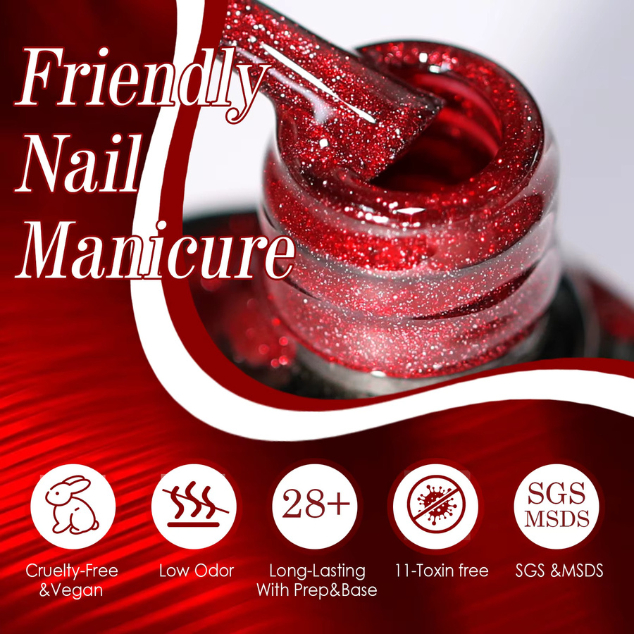 Misscheering Gel-Nagellack, roter Rubin, glänzend, Unisex - Bild 5