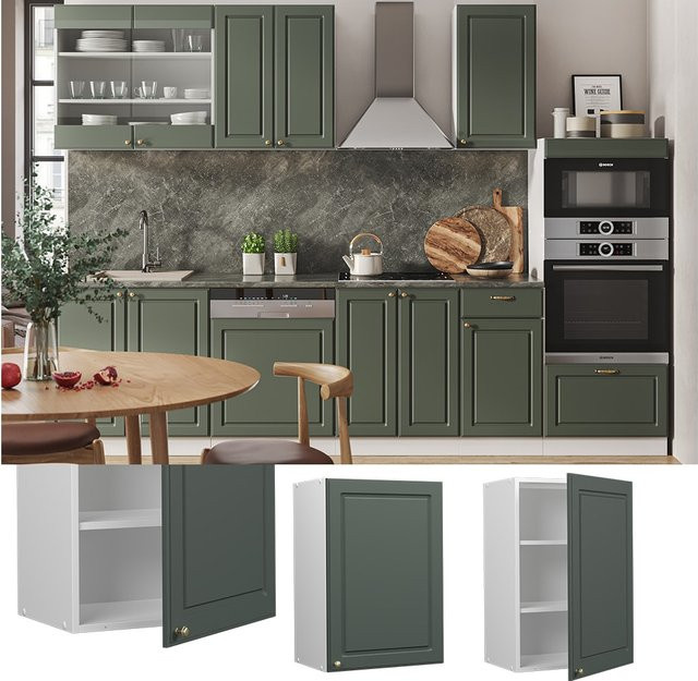 Vicco Hängeschrank Fame-Line Landhaus Weiß Grün-Gold mit Softclose-Scharnieren und Einlegeboden Breite: 50 cm - Bild 1