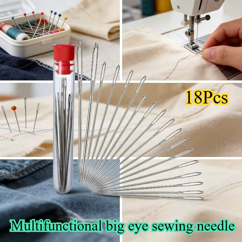 18-teiliges Multifunktionales Nähnadel-Set aus Metall in Silber für Kleidungsreparatur und DIY-Handnäharbeiten - Bild 3
