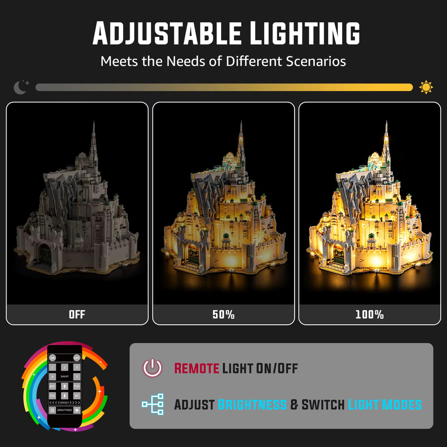 BlockGlow LED-Beleuchtungsset für LEGO Der Herr der Ringe Minas Tirith, warmweiß - Bild 4