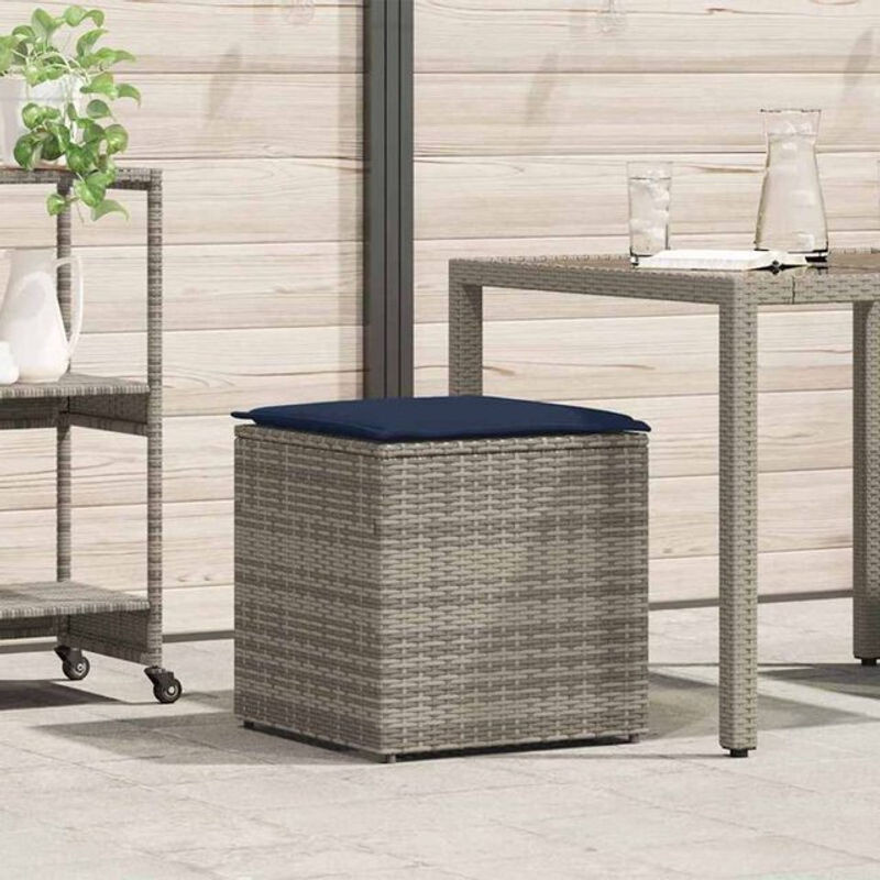Kissenbox mit Speicher aus Poly-Rattan in Grau von Vidaxl, B/T/H: 50 x 50 x 50 cm - Bild 1