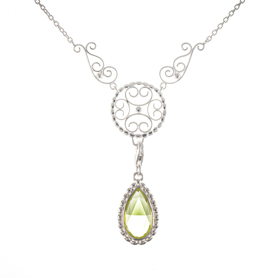 Collier Signature, 925 Silber, hellgrüner Stein, Damen - Bild 1