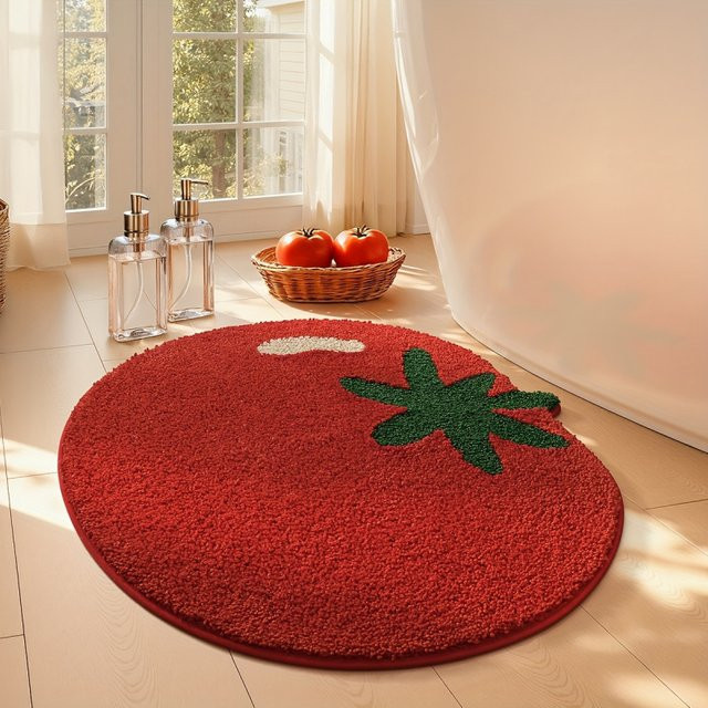 VIKAMA Bodenmatte in Tomatenform, rutschfest und wasserabsorbierend, weiche Badematte und Teppich in Rot, B/T: 80 x 70 cm - Bild 1