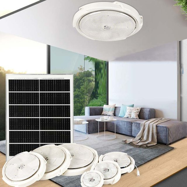 VENUSWING Solar LED Deckenleuchte mit Fernbedienung, moderne runde Außen- und Innenbeleuchtung in Weiß für Wohnzimmer, Schlafzimmer und Balkon - Bild 1