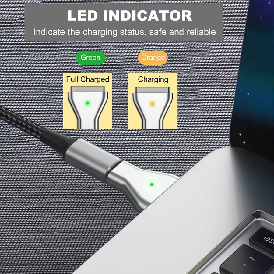 Magnetischer USB-C auf MagSafe 2 Adapter mit LED-Anzeige für MacBook Air und Pro, Farbe: Silber - Bild 3