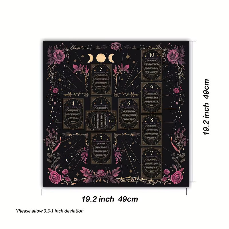 VIKAMA Sternenhimmel Altartuch mit Mondphasen in Multicolour für Tarot, Meditation und Zeremonien - Bild 2