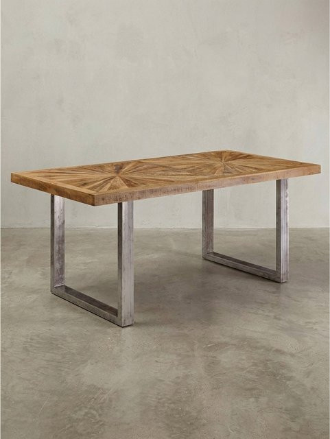 Esstisch aus Mango Massivholz mit Metallgestell im Industrial Design, Braun, B/T/H: 200 x 100 x 76 cm - Bild 1