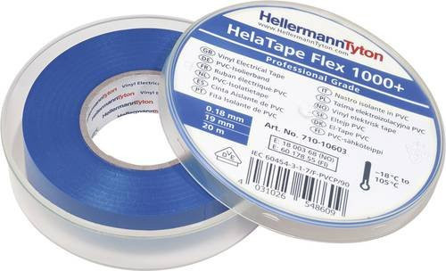 HellermannTyton HelaTape Flex 1000+ Isolierband Blau, Breite: 19 mm, Länge: 20 m - Bild 1