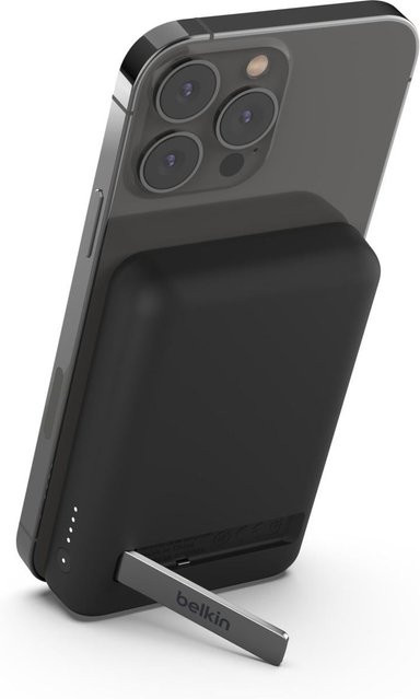 Belkin BoostCharge Magnetische kabellose Powerbank 5000 mAh mit Ständer und USB-C, Schwarz - Bild 1