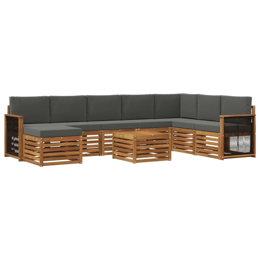 vidaXL Sofagarnitur aus Massivholz Akazie im modernen Latten-Design in Anthrazit Grau - Bild 2