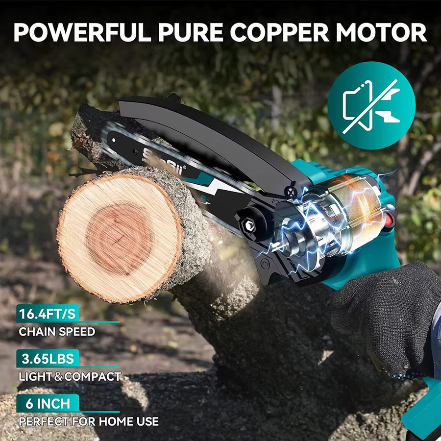 SEESII Akku-Kettensäge Mini Elektrische Kettensäge 6 Zoll für Makita 18V Akku - Bild 2