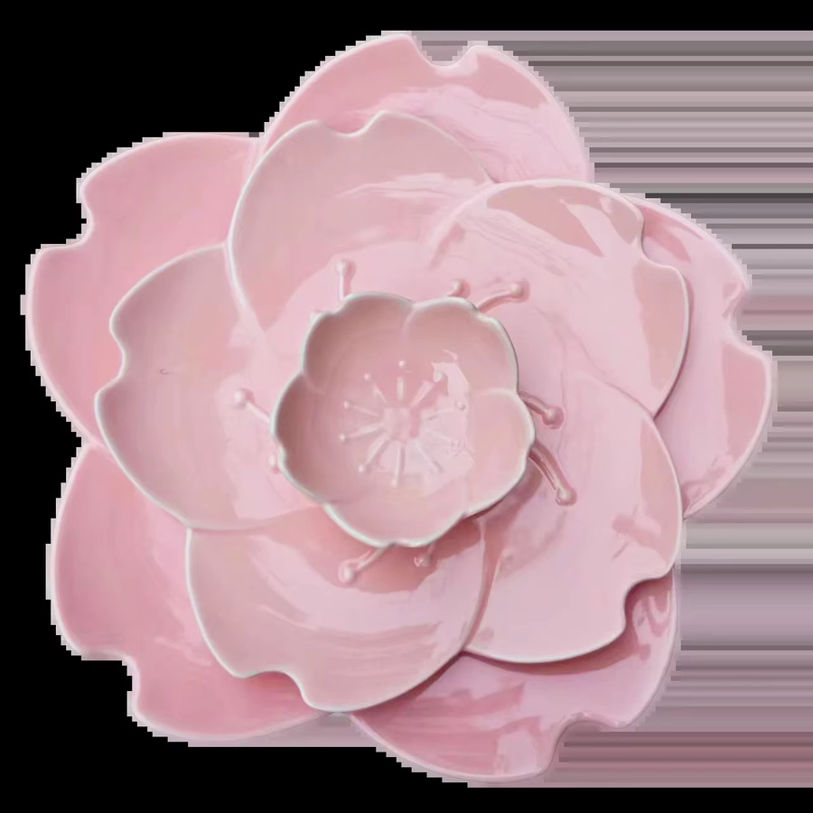 Giemza Keramik Teller Set mit floralem Blumenmuster in Rosa und Weiß, 3 Stück aus Steinzeug und Porzellan - Bild 5