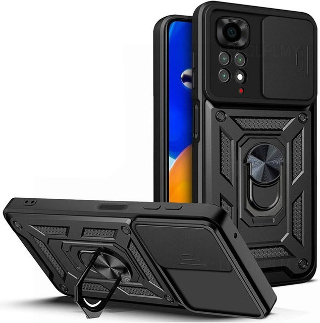 Stoßfeste Rüstung Schutzhülle mit Kameraschutz für Xiaomi und Redmi Modelle in Schwarz - Bild 1