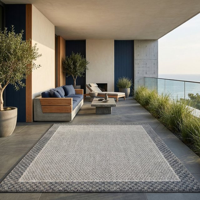 Outdoor Teppich LIRIA von KADIMA DESIGN in Creme mit Bordüre aus Polypropylen, B: 240 cm, T: 340 cm - Bild 1