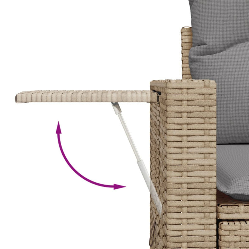 Vidaxl Gartenmöbel-Set aus Polyrattan und Akazie mit 12 Teilen und Kissen, Beige - Bild 3