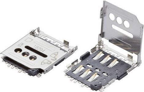 Molex SIM-Karten-Slot mit 6 Polen, Rastermaß 2.54 mm, Farbe Silber, Artikelnummer 788000001 - Bild 1