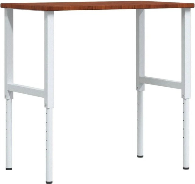vidaXL Werkbank aus Massivholz Eiche in Dunkelbraun, B/T/H: 100 x 60 x 71,5-98 cm - Bild 1