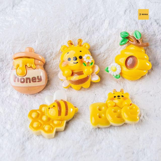 Niedliche Bär und Biene mit Honigtopf Harz-Figuren für Scrapbooking und DIY-Schmuck-Dekoration - Bild 1